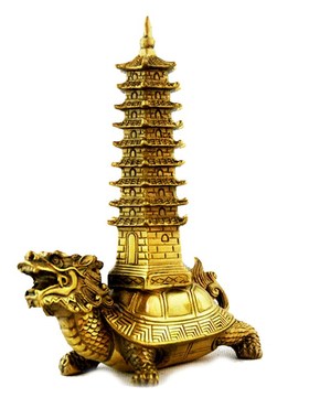 龙龟龙头龟九层文昌塔摆件书房书桌摆设办公室工艺品黄铜铸造乌龟