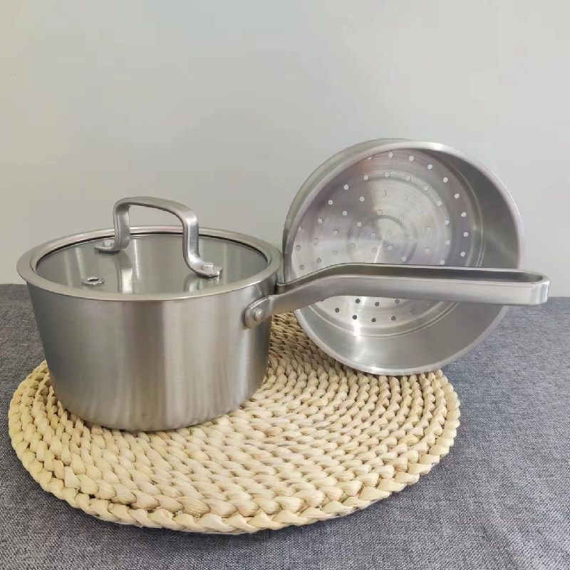 304不锈钢蒸奶锅宝宝副食品锅加厚热牛奶泡面单柄小锅家用无涂层