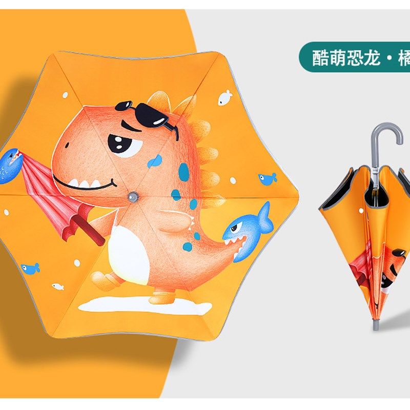 新款手动卡通可视圆角儿童雨伞安全伞弯柄儿童伞幼儿园小学生雨伞