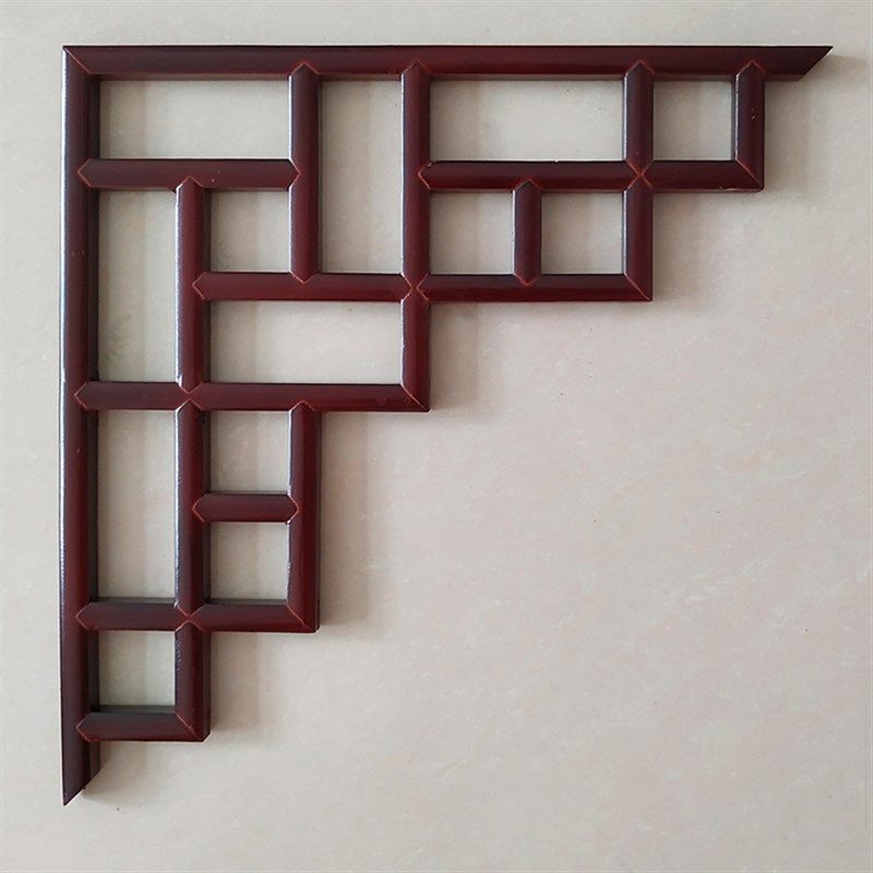 松木榆木中式角花实木花格东阳木雕仿古隔断背景墙装饰吊顶装修