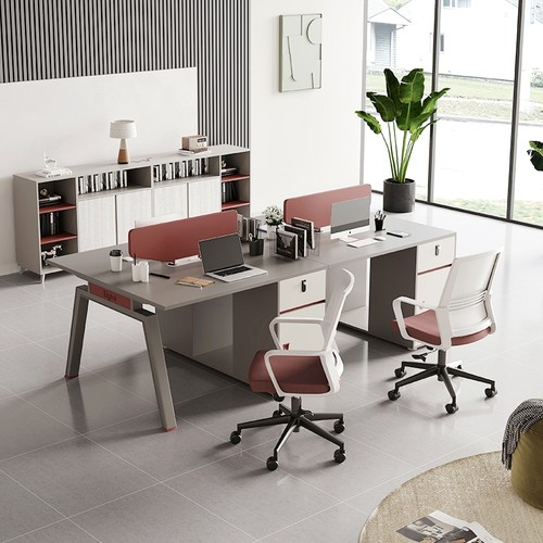 职员桌现代简约办公家具2/4人位员工屏风工位电脑桌办公桌椅组合