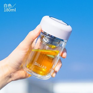 韩式双层防漏男女迷你水杯小巧便携带随手杯女学生小号简约玻璃杯