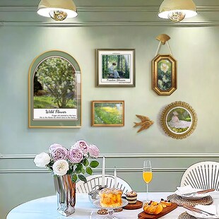 梵高莫奈餐厅挂画客厅背景墙世界名画艺术高级感装饰画不规则组合