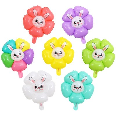 新款兔年太阳花卡通气球雏菊儿童手拿带杆活动摆摊地推小礼品铝膜