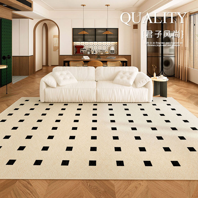法式复古奶油地毯客厅高级感免洗可擦垫子中古沙发茶几毯客厅地垫