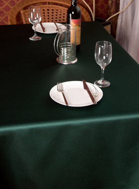 定制酒店会议室桌布办公桌布展会活动墨绿色长条桌台布纯色方桌布