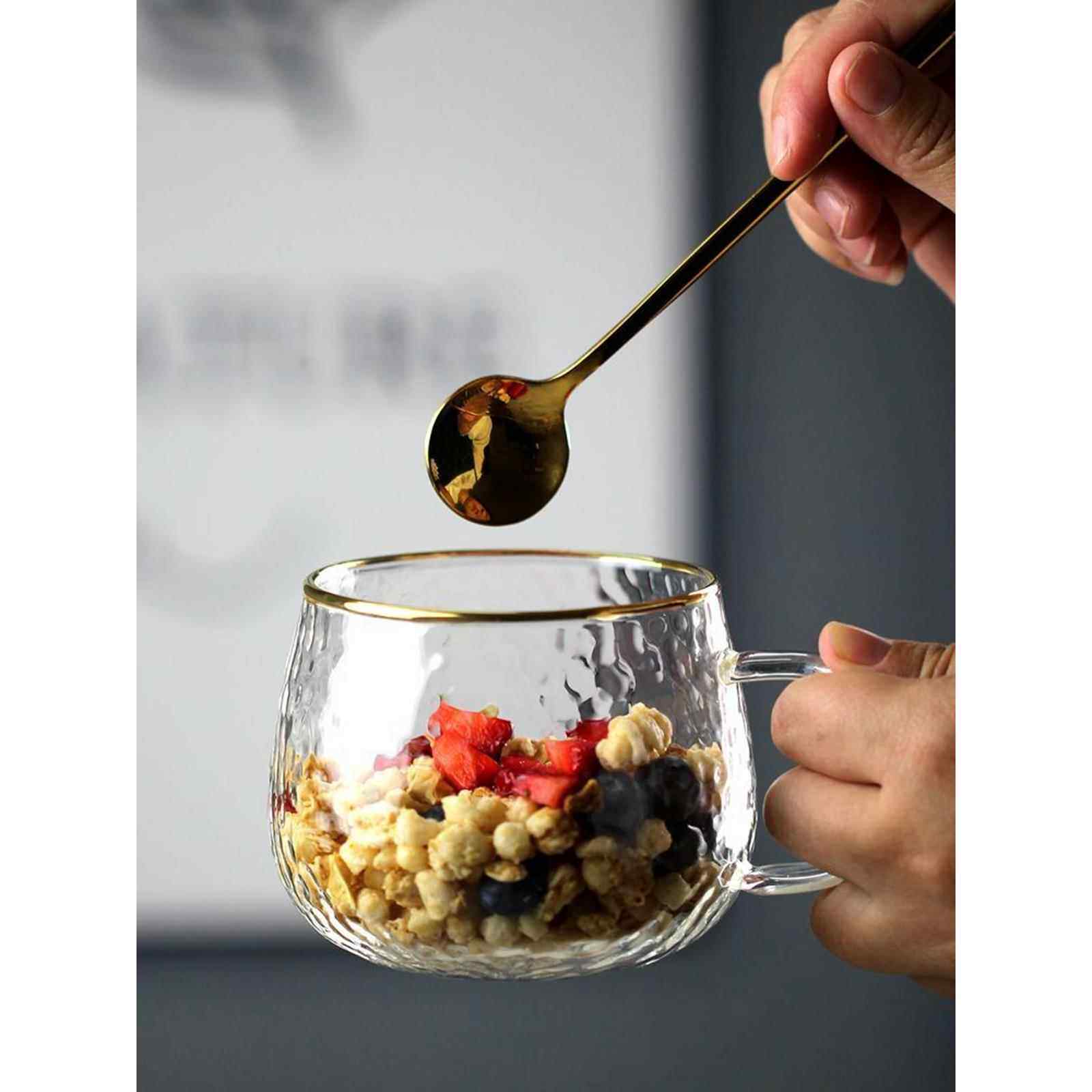 可微波炉加热早餐杯带盖勺咖啡牛奶杯燕麦片玻璃杯耐高温喝水杯子