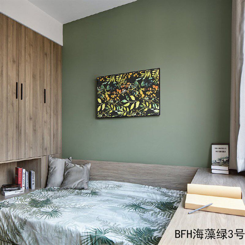 乳胶漆室内自刷墙面翻新修复防水防霉无味涂料家用小桶滚筒豆沙绿