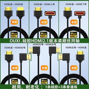 矽胶HDMI2.1弯头柔细线支持10K分辨率8K60HZ兼容4K144HZ@1080P240