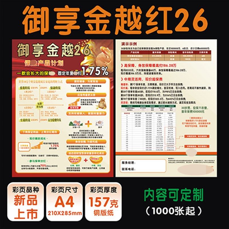 2026年平安新版御享金越分红26彩页盛世金越传单DM单海报保险印刷