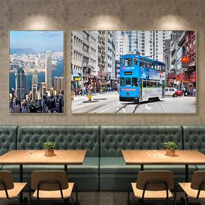 港式挂画港风茶餐厅墙面装饰画怀旧糖水铺奶茶店海报香港街景壁画