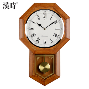 汉时客厅老式摆钟家用静音钟表中式仿古石英钟时钟创意挂钟HP22