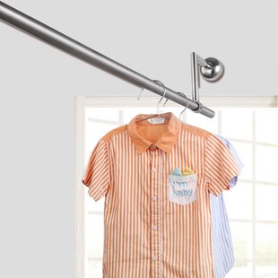 阳台晾衣杆固定式晾衣架直杆侧装7字型不锈钢顶装晒衣架拐角转弯