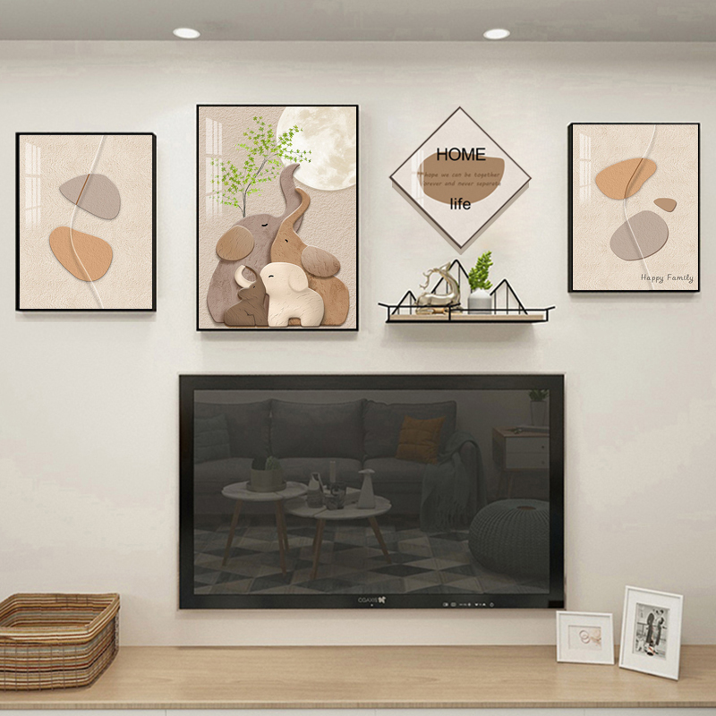 现代简约客厅装饰画电视背景墙壁画沙发后墙上挂画2023新款晶瓷画
