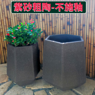 特大号口径紫砂陶土花钵花盆园林景观老式透气仿古陶器做旧粗陶罐