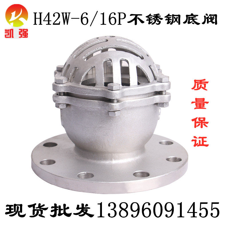 304不锈钢法兰底阀H42W-6/16P煤矿水泵高压高杨程吸水海底阀DN100
