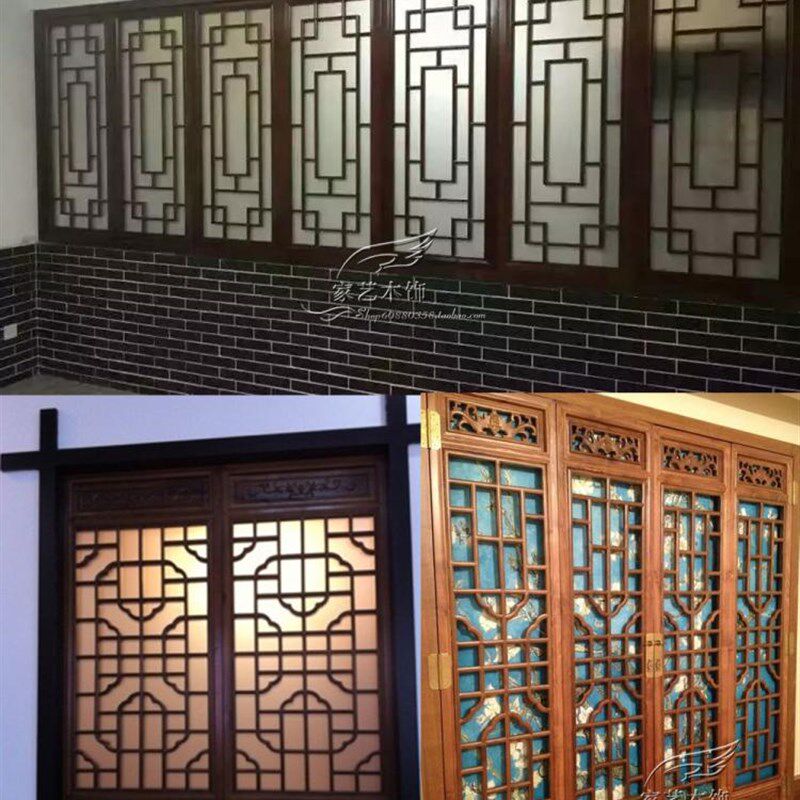 东阳木雕实木花格中式装修玄关隔断屏风电视背景墙仿古门窗窗户