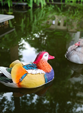 创意浮水鸳鸯花园庭院院子池塘假山鱼缸鱼池装饰水景摆件景观装饰