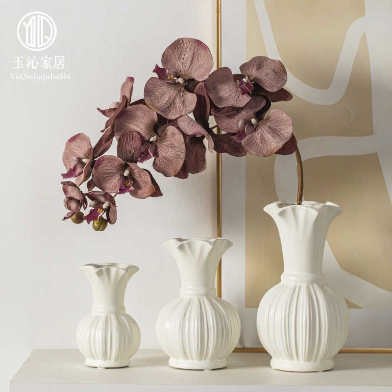 中古风芬顿陶瓷花瓶摆件客厅插花水养鲜花高级感餐桌电视柜装饰品