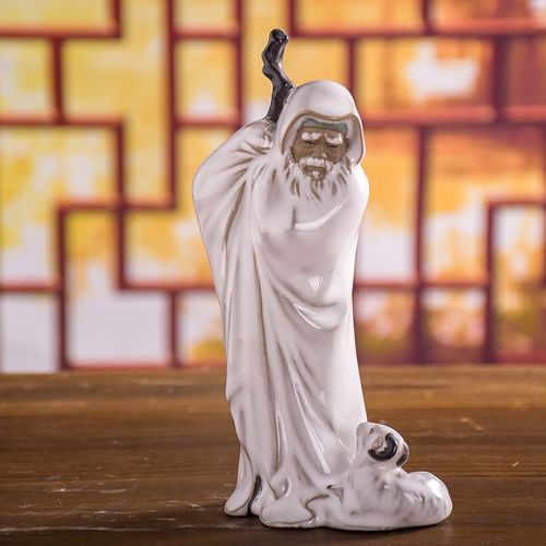 石湾公仔《苏武牧羊》花盆栽绿植造景搭配书桌书房装饰摆件历史