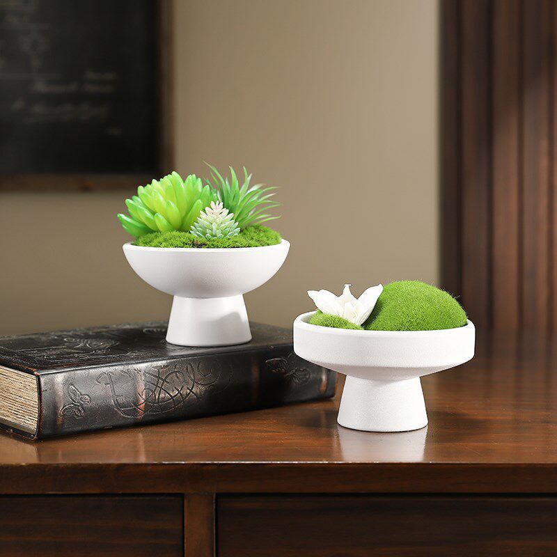 现代简约客厅高端大气上档次仿真多肉盆栽摆件套装酒柜工艺品摆设