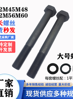 大号螺丝螺母外六角螺栓螺杆高强度加长螺丝杆M42M45M48M52M56M60