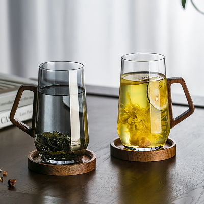 高档茶杯玻璃杯家用泡绿茶专用男士带把水杯办公室绿茶杯水晶杯子