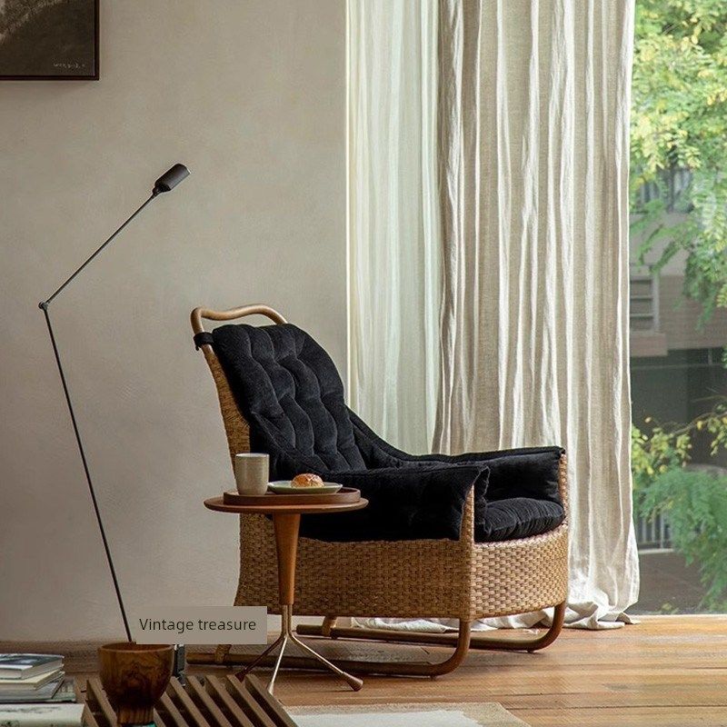 中古天然真藤躺椅覆古设计师侘寂风休闲藤椅民宿阳台单椅懒人沙发,住宅家具,沙发椅,淘宝优惠券,粉丝福利购,淘宝优惠卷