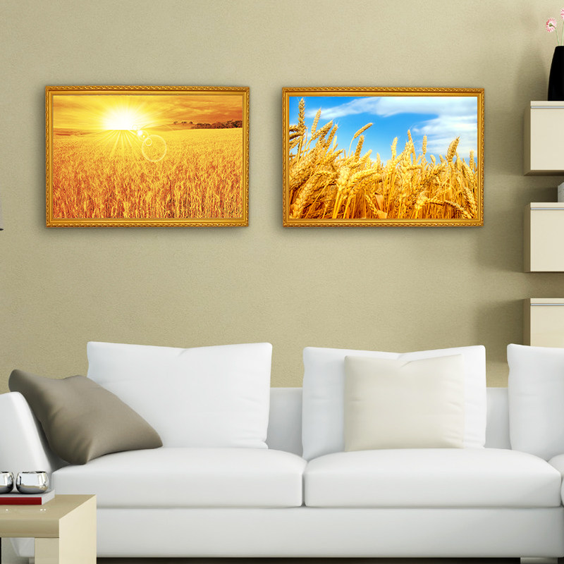 麦子画报金色麦田穗阳光下的麦田风景画房间装饰床头墙贴自粘挂画,家居饰品,现代装饰画,淘宝优惠券,粉丝福利购,淘宝优惠卷