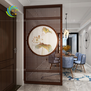 屏风纱画圆形隔断纱定制半透明不透明水墨山水画中式画玄关装饰画