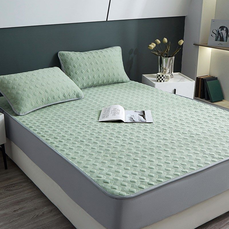 进口高端凉感冰丝空调席可机洗防刮划三件套可折叠床笠款夹棉凉席,床上用品,冰丝席,淘宝优惠券,粉丝福利购,淘宝优惠卷