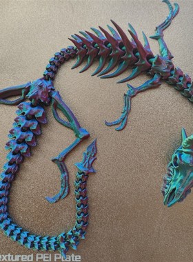 60cm长3d打印龙骨架骨龙骷髅龙白色灰色玩具把玩摆件fdm高达配件