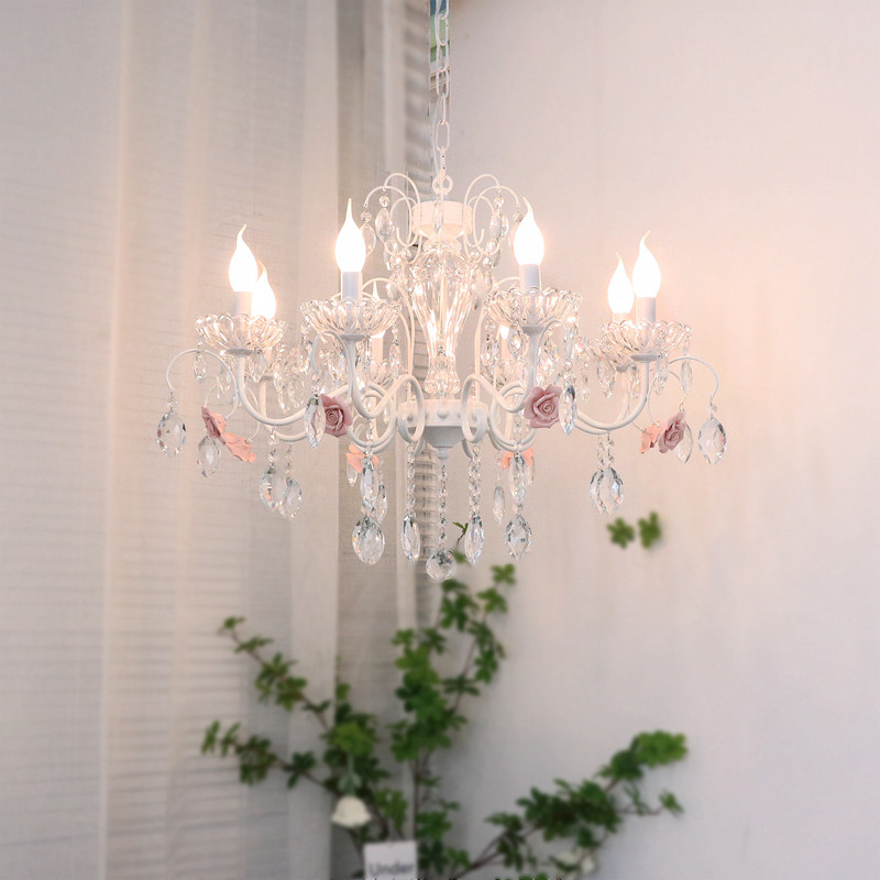法式水晶客厅吊灯公主风卧室清新田园花朵餐厅主卧儿童房少女灯具