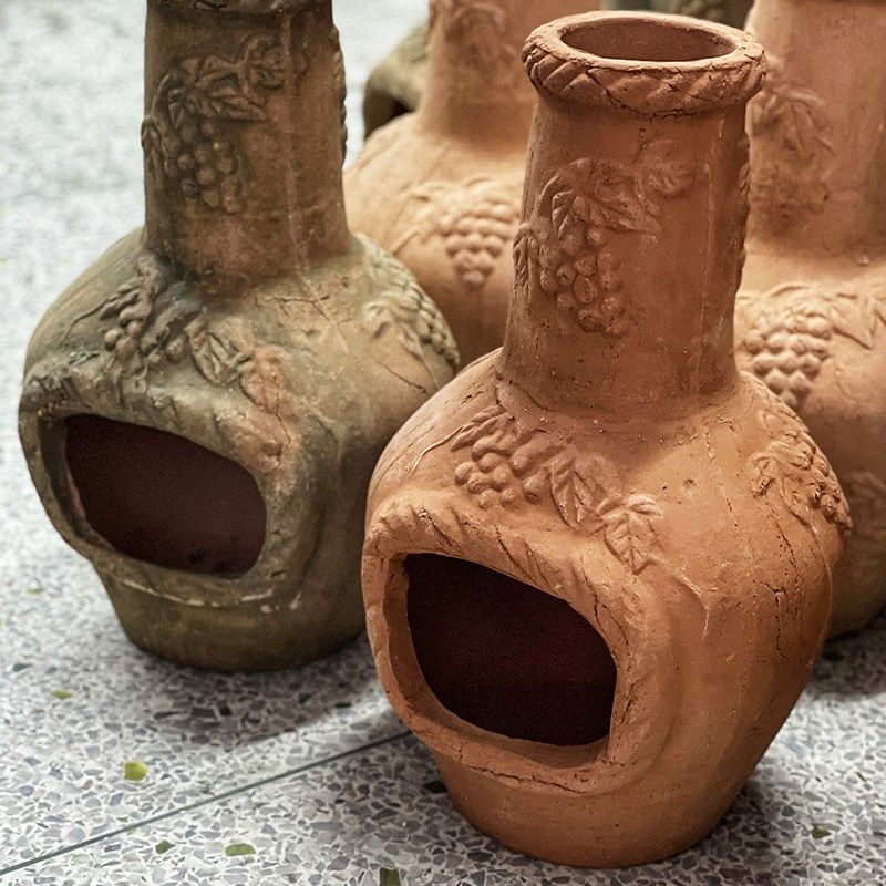 花园杂货红陶火炉 烧落叶 别墅 庭院 客栈 民宿落地摆件壁炉 烤炉