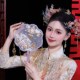 团扇新娘结婚中式 手工团扇紫色喜扇秀禾婚礼出嫁扇子diy材料包