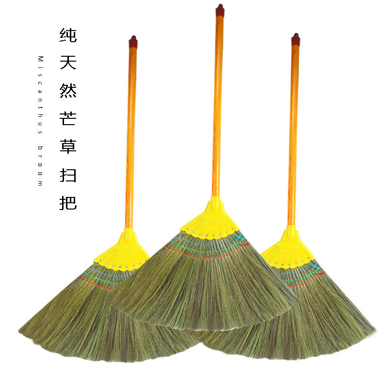 芒草天然扫把手工编织软毛凤尾草加大不粘毛工厂家用芒草笤帚扫帚