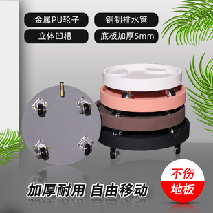 圆形带轮花盆托盘滚轮花盆底座带万向轮可移动排水接水盘透气性好