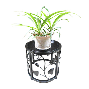 客厅落地式铁艺花盆鱼缸架 地面矮花凳子 单层单个花架带轮可移动