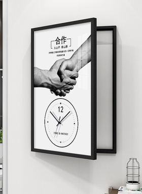起贝办公室电表箱装饰画带钟表遮挡挂画配电箱挂钟时钟墙面壁画