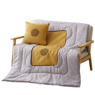 芳恩家纺苏绣竹麻抱枕被数码 R7002活动礼品定制 印花亚麻靠垫被FN