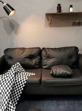 沙发小户型卧室服装店出租房办公室简易双人三人位皮艺质沙发客厅