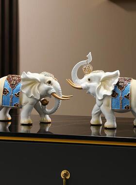 招财大象摆件家居客厅酒柜玄关办公室书房电视柜装饰乔迁开业北∑