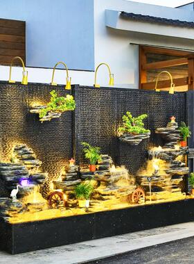 假山流水喷泉户外别墅花园庭院酒店鱼池造景水幕墙屏风隔断摆件