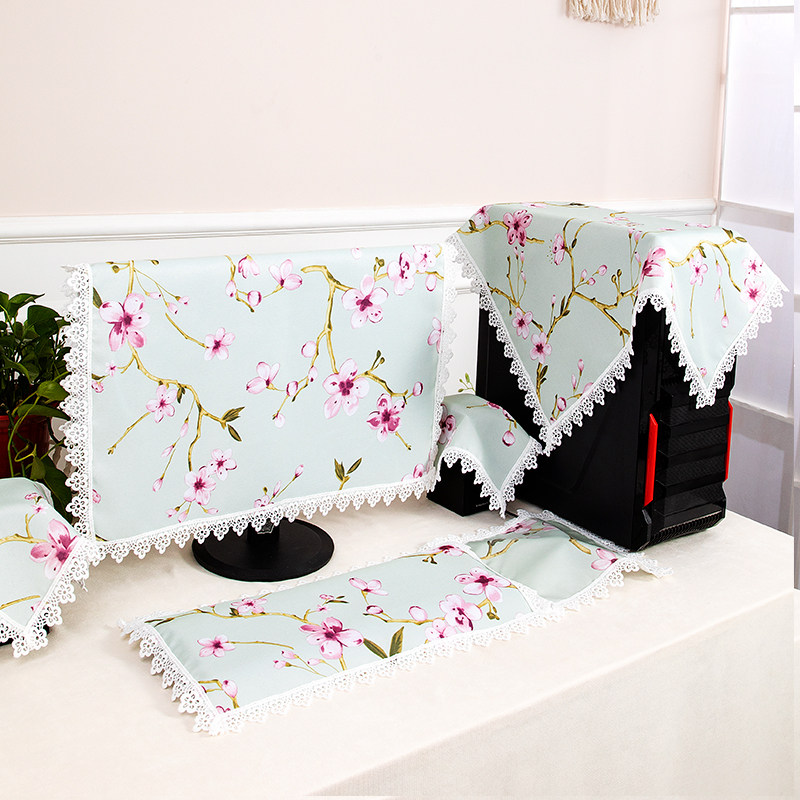 电脑防尘罩台式机盖布主机防尘布24寸27寸显示器盖布田园布艺盖巾