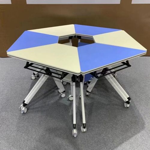 长条折叠会议培训桌六边形多功能课桌可拼接会议桌智慧教室创意桌