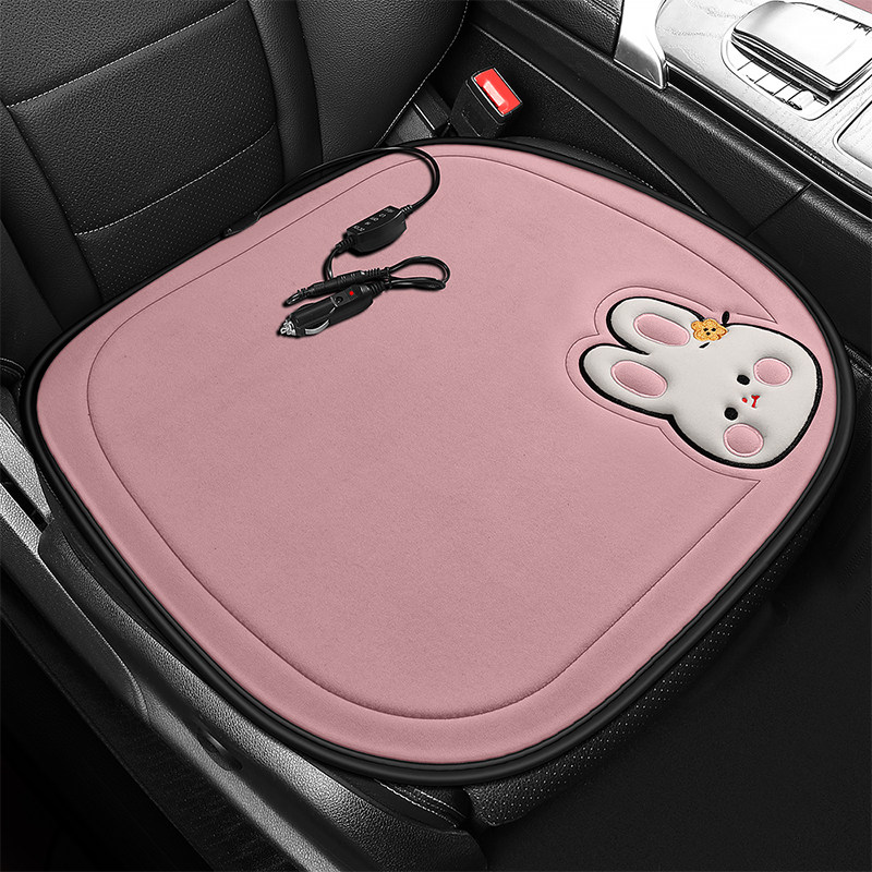 汽车加热坐垫冬季毛绒单片车载座椅套12v后排车用座垫保暖电加热