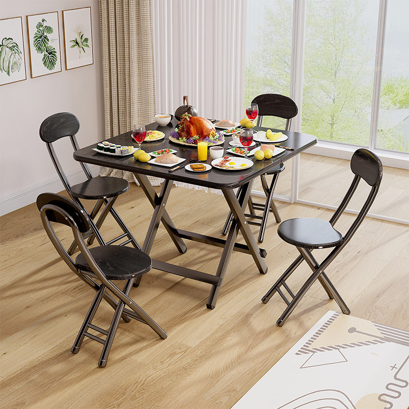 小桌子折叠餐桌正方型家用小户型出租屋吃饭餐桌1米便携式摆摊桌