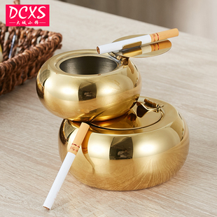 鼓型不锈钢烟灰缸个性创意欧式鼓形防风烟缸车用带盖单支烟灰缸