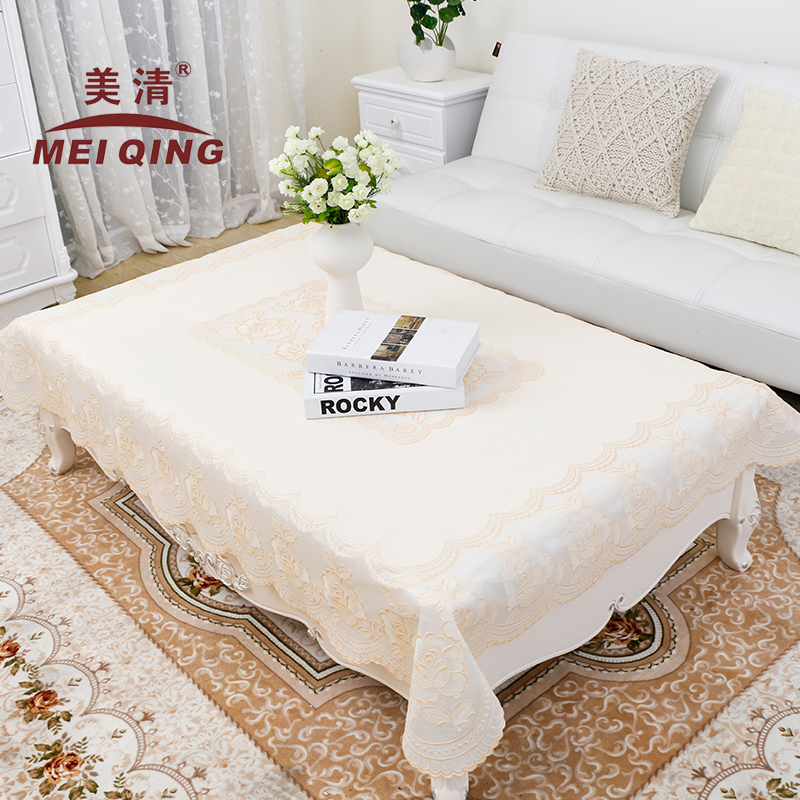 实木茶几桌布防水防烫欧式客厅长方形pvc蕾丝现代简约小茶几桌布