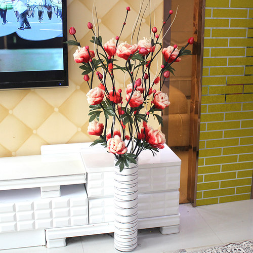 假花仿真花摆设客厅大牡丹落地式插花乾燥花花束欧式高装饰花艺摆